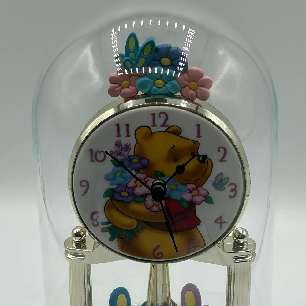 Disney Winnie the Pooh Anniversary Clock Butterflies‎ Flowers Battery Y2K 2001